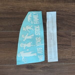 White Car Decal - We Ate Your Stick Family - Zombies